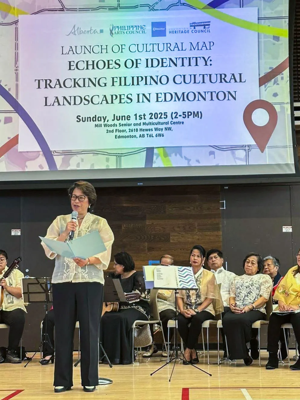 Consul General Emma R. Sarne delivers her message on the importance of a cultural map in the preservation of Filipino culture and heritage.