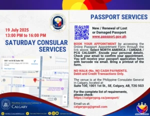Saturday Consular Services on 19 July 2025, 1:00 to 4:00pm