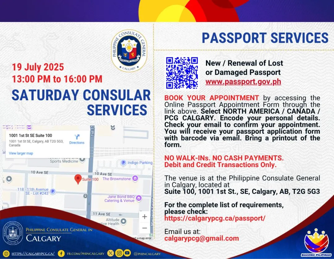 Saturday Consular Services on 19 July 2025, 1:00 to 4:00pm