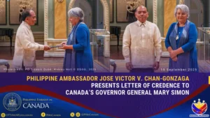 Philippine Ambassador to Canada Jose Victor V. Chan-Gonzaga, Presents his Letter of Credence to Canada’s Governor General Mary Simon