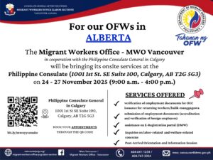 MWO – Vancouver will be at the Philippine Consulate in Calgary