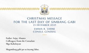 Christmas message for the last day of Simbang Gabi at Sacred Heart Catholic Parish Church, Calgary