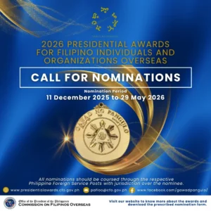 Call for Nominations for the 2026 Presidential Awards for Filipino Individuals and Organizations Overseas