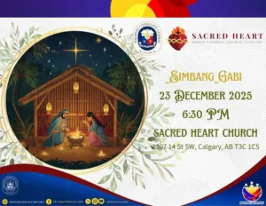 Simbang Gabi at Sacred Heart Catholic Parish Church, Calgary- December 23, 2025 at 6:30 P.M.