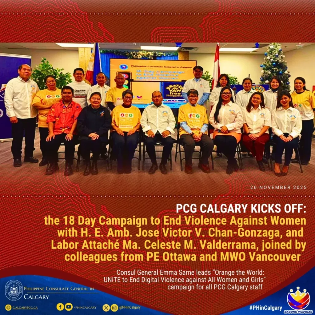 PCG Calgary Kicks Off: the 18-Day Campaign to End Violence Against Women with H.E. Amb. Chan-Gonzaga & Labatt Maya Valderrama, joined by colleagues from PE Ottawa and MWO Vancouver