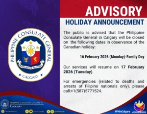 Holiday Announcement ( 16 February 2026) – Family Day