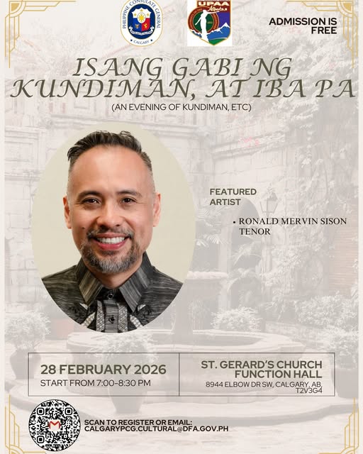 Isang Gabi ng Kundiman, at Iba Pa – 28 February 2026 at the St. Gerard’s Church Function Hall.