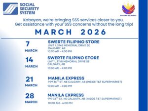 Announcement: SSS Calgary Saturday On-site Services for March 2026