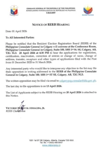 Notice of Resident Election Registration Board (RERB) Hearing