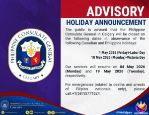 Holiday Announcement – May 18, 2026 (Monday)- Victoria Day