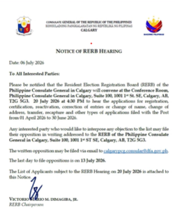 Notice of Resident Election Registration Board (RERB)  Hearing