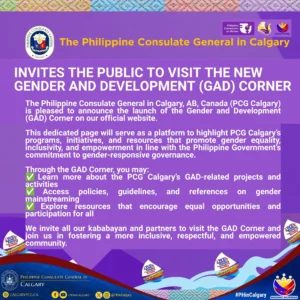 ANNOUNCEMENT: VISIT THE GENDER AND DEVELOPMENT (GAD) CORNER