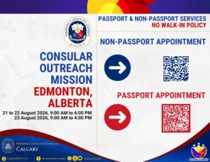 Consular Outreach Mission, Edmonton, August 21-22, 2026 (9:00 A.M.-6:00 P.M.) and August 23, 2026 (9:00 A.M.-4:00 P.M.)