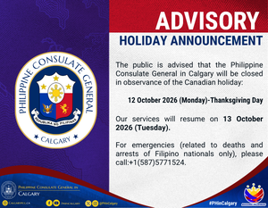 Holiday Announcement – 12 October 2026 (Monday), Thanksgiving Day