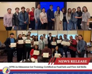 OFWs in Edmonton Get Training – Certified on Food Safe and First Aid Skills