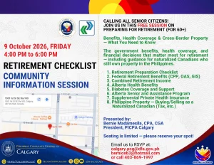 Retirement Checklist – Community Information Session (09 October 2026, Friday – 4:00 P.M. – 6:00 P.M.
