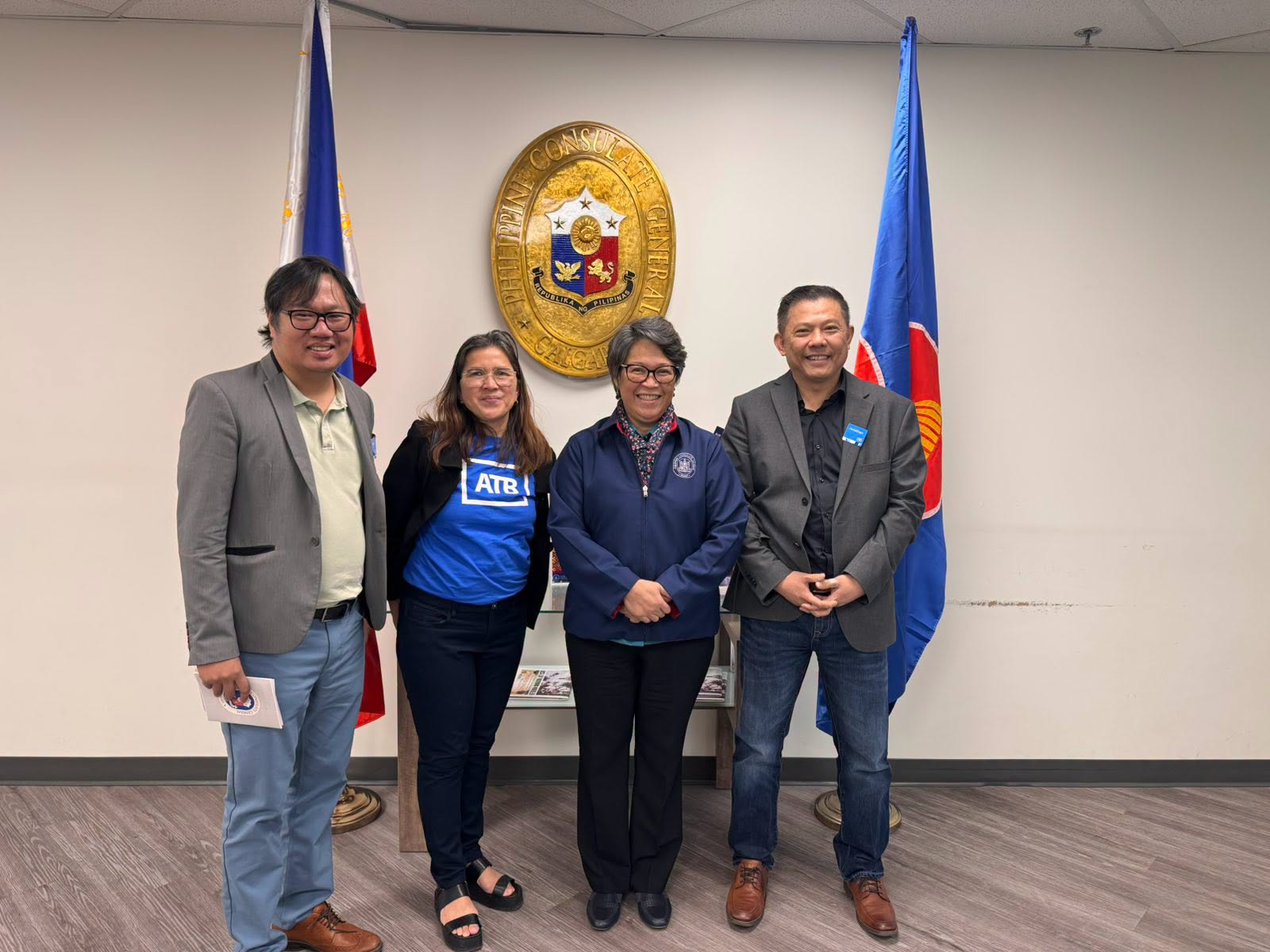 Consul General Emma Sarne welcomed ATB Calgary Sunridge Branch officials