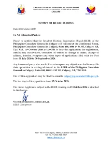 NOTICE OF THE 3RD RESIDENT ELECTION REGISTRATION BOARD (RERB) HEARING ON 19 OCTOBER 2026